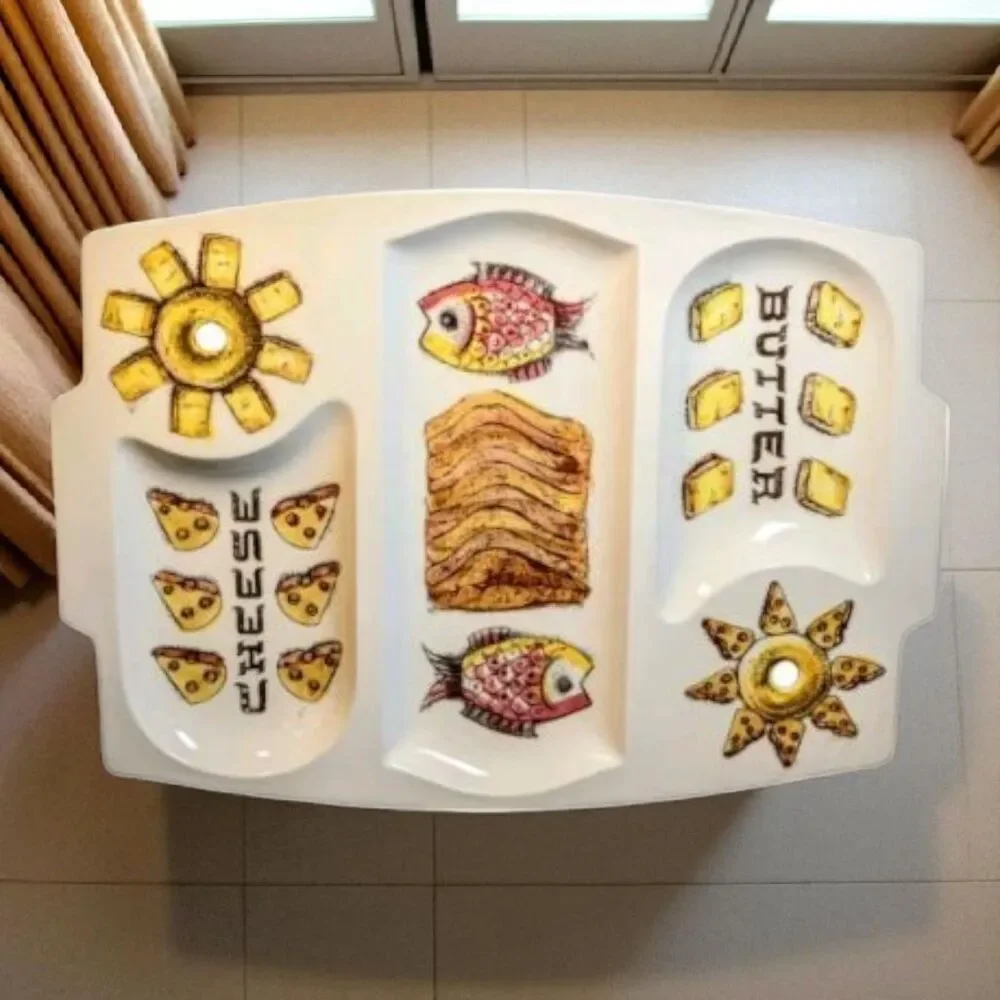 LEFTON Divided Bagels Lox Platter Vintage Tray Ceramic 14.25